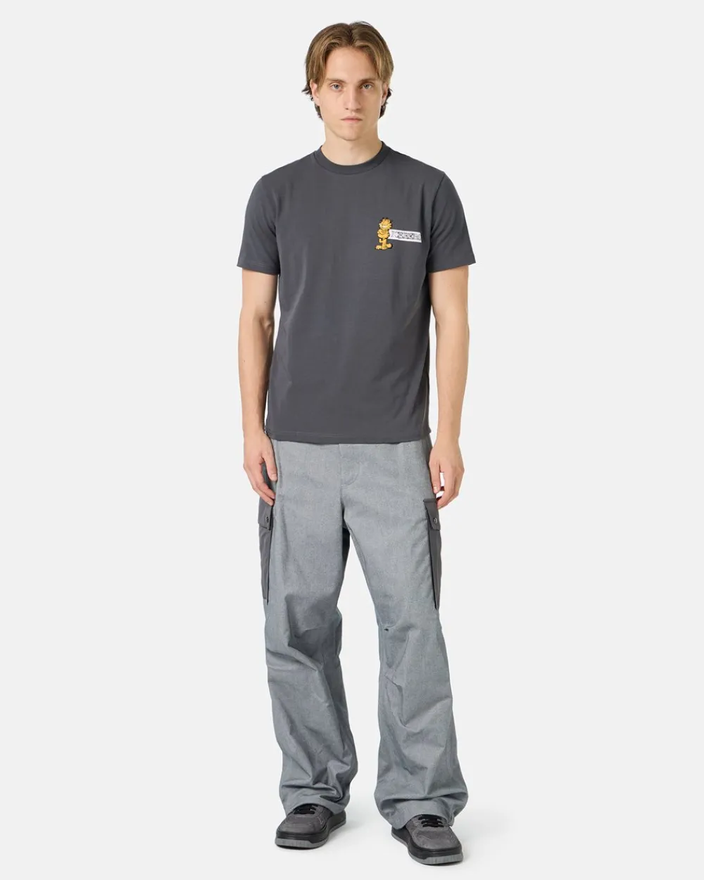 Iceberg Grey Slim-fit T-shirt In Sustainable Stretch Jersey With Garfield Print And Logo