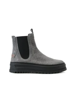 Iceberg Grey Suede Ankle Boot With Elastic Sides And Stud Details