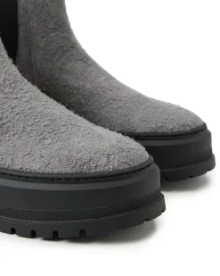 Iceberg Grey Suede Ankle Boot With Elastic Sides And Stud Details