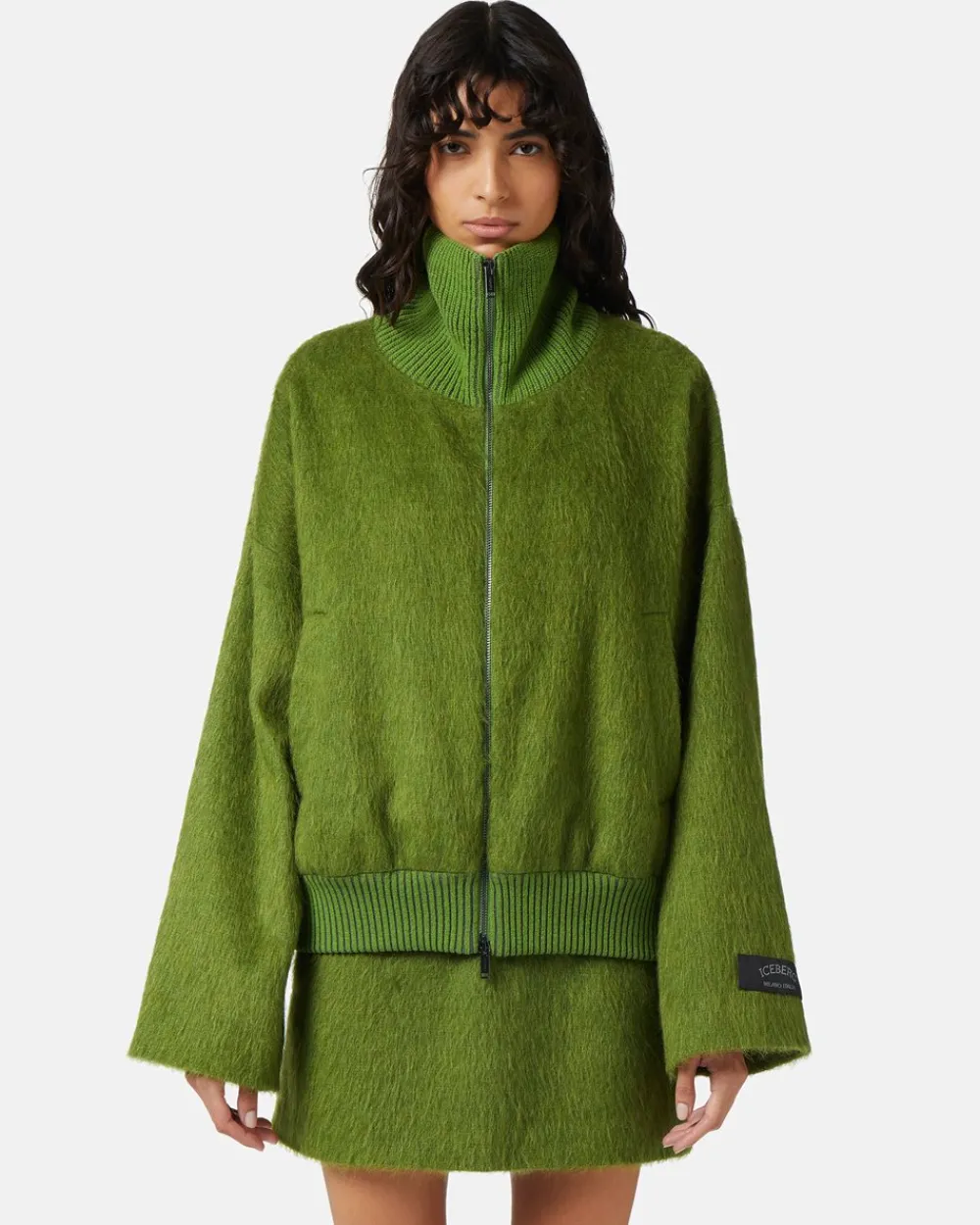 Women Iceberg High-neck Jacket In Velor Cloth