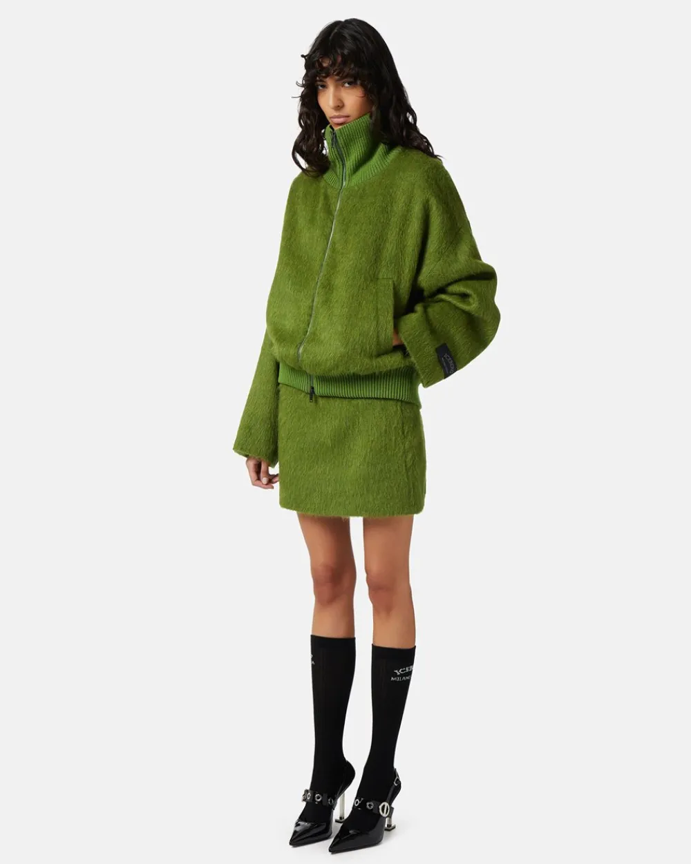 Women Iceberg High-neck Jacket In Velor Cloth