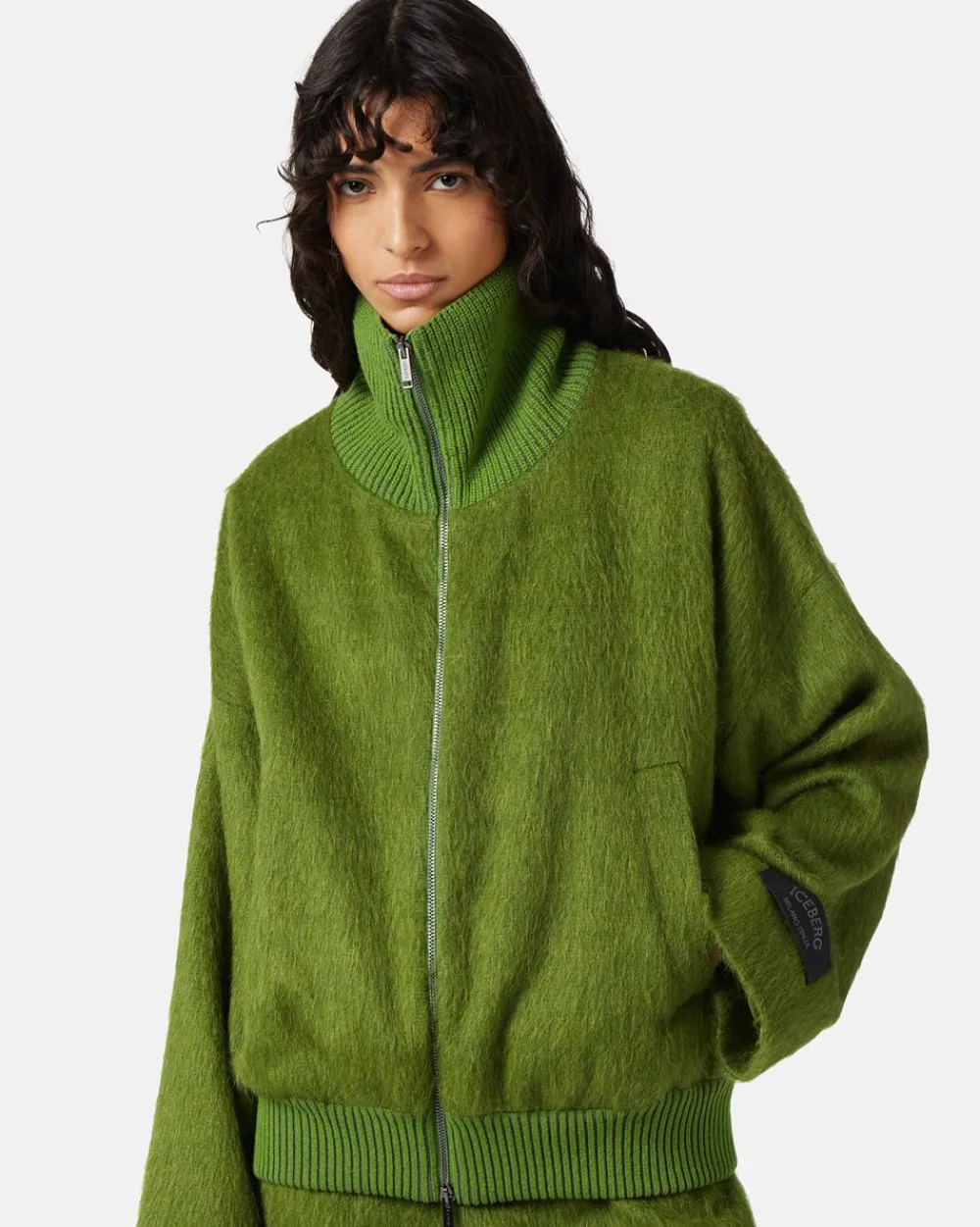 Women Iceberg High-neck Jacket In Velor Cloth