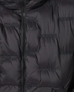 Iceberg Imitation Down Nylon Jacket With Allover Embroidery And Central Zip