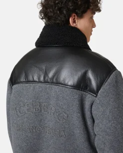 Iceberg Jacket In Eco-sheepskin And Knit