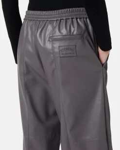 Women Iceberg Joggers Fit Trousers In Faux Leather