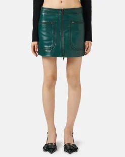 Women Iceberg Leather Mini Skirt With Brogue Detail