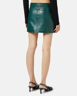 Women Iceberg Leather Mini Skirt With Brogue Detail