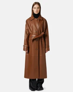 Women Iceberg Long Leather Coat