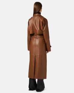 Women Iceberg Long Leather Coat