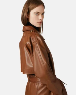 Women Iceberg Long Leather Coat
