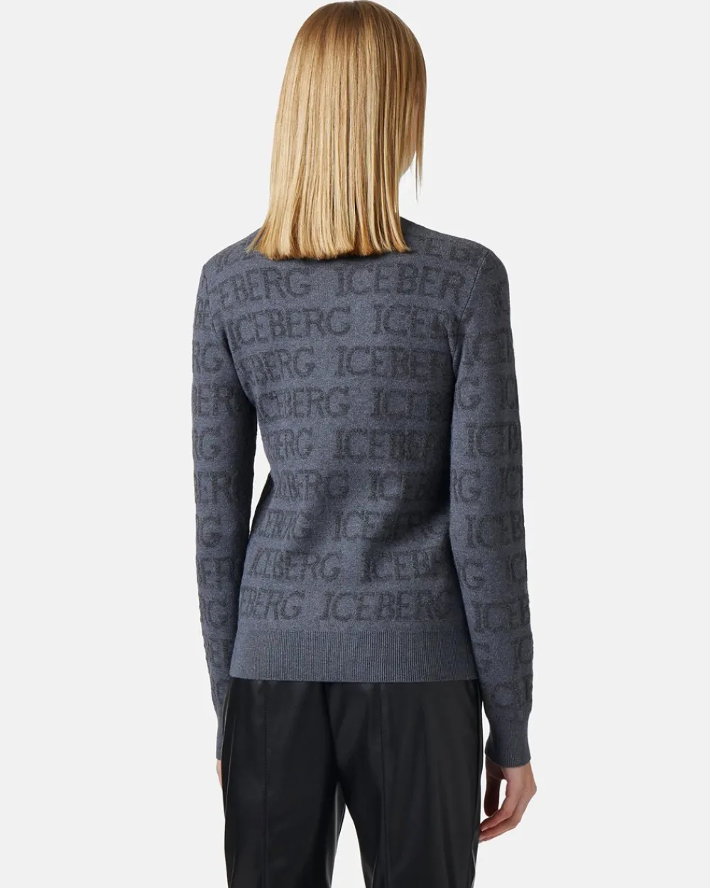 Women Iceberg Mock-neck Sweater With All-over Logo