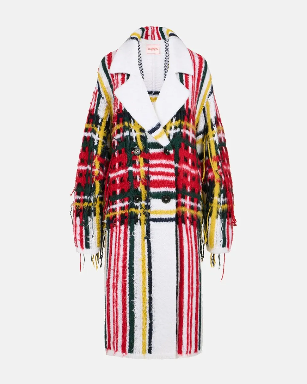 Women Iceberg Mohair Coat With Check Inlay