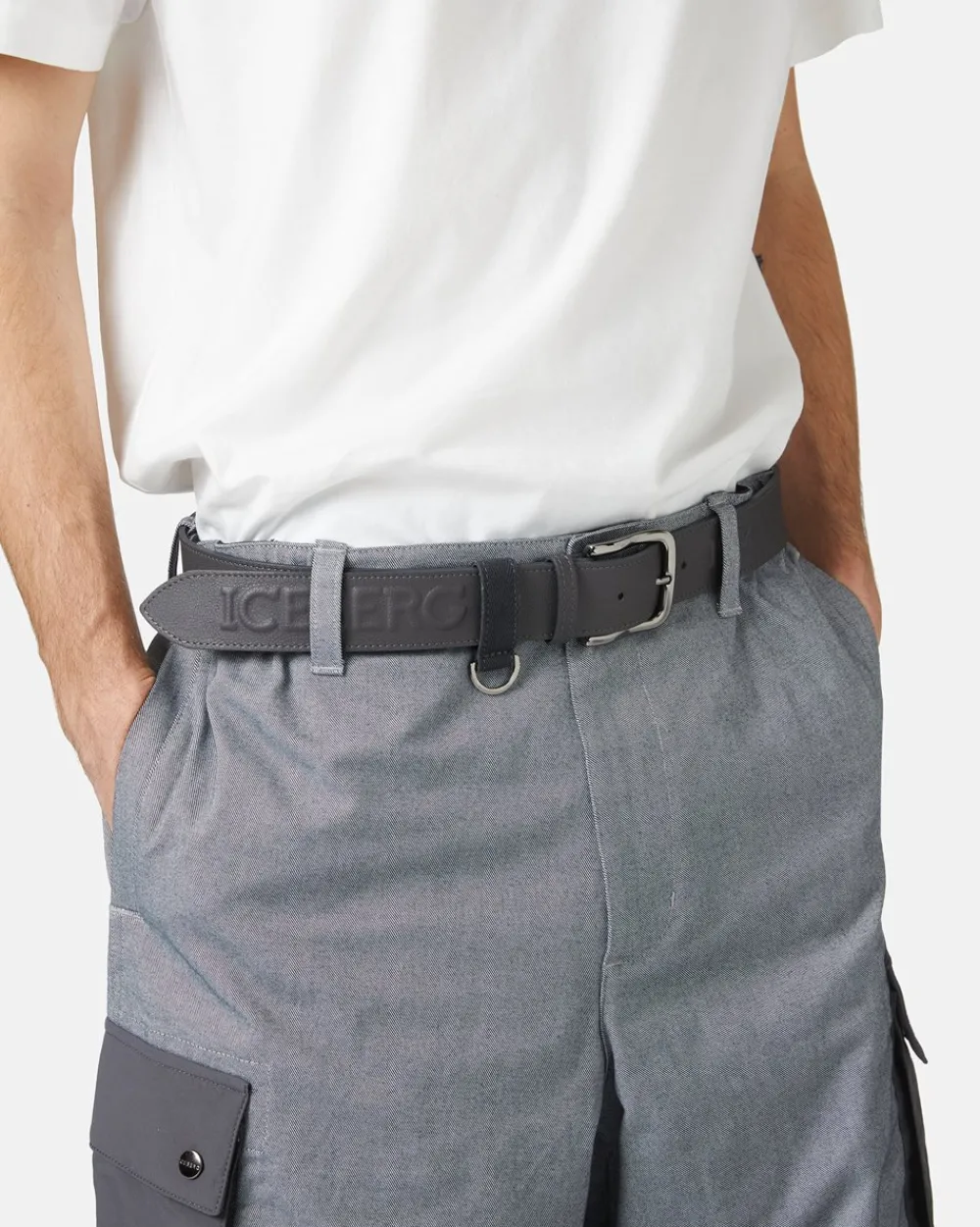 Iceberg Nappa Belt With Embossed Logo