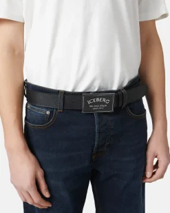 Iceberg Nappa Leather Belt With ICB Milano Italia Buckle