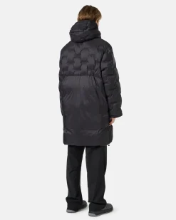 Iceberg Nylon Long Duvet Jacket With Allover Embroidery And Central Zip