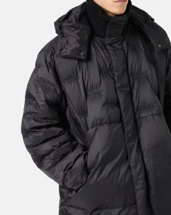 Iceberg Nylon Long Duvet Jacket With Allover Embroidery And Central Zip