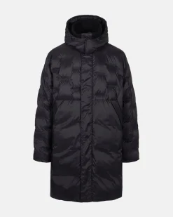 Iceberg Nylon Long Duvet Jacket With Allover Embroidery And Central Zip