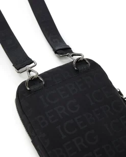 Iceberg Nylon Shoulder Bag With Allover Logo