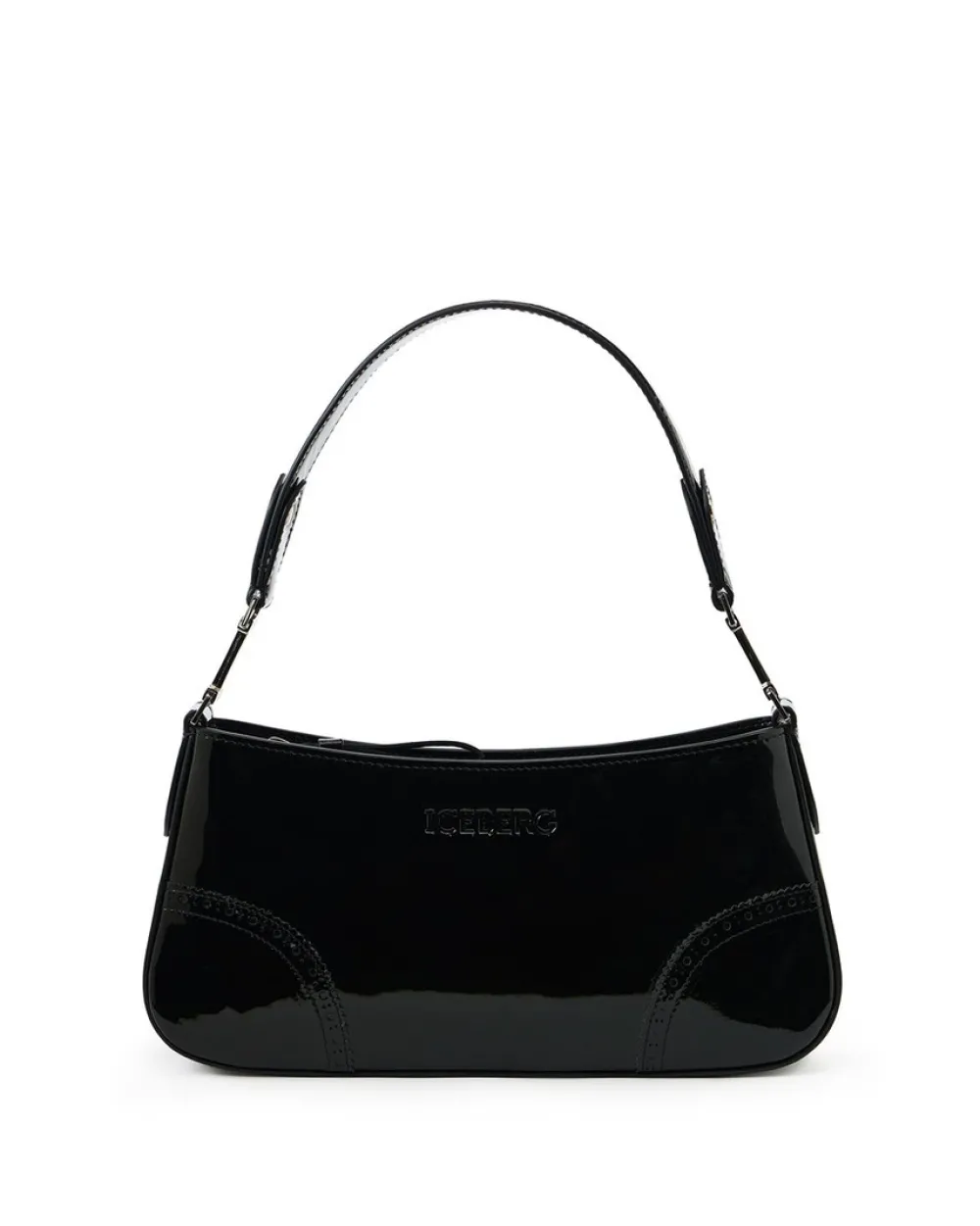 Women Iceberg Patinated Black Leather Crossbody Bag