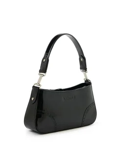 Women Iceberg Patinated Black Leather Crossbody Bag