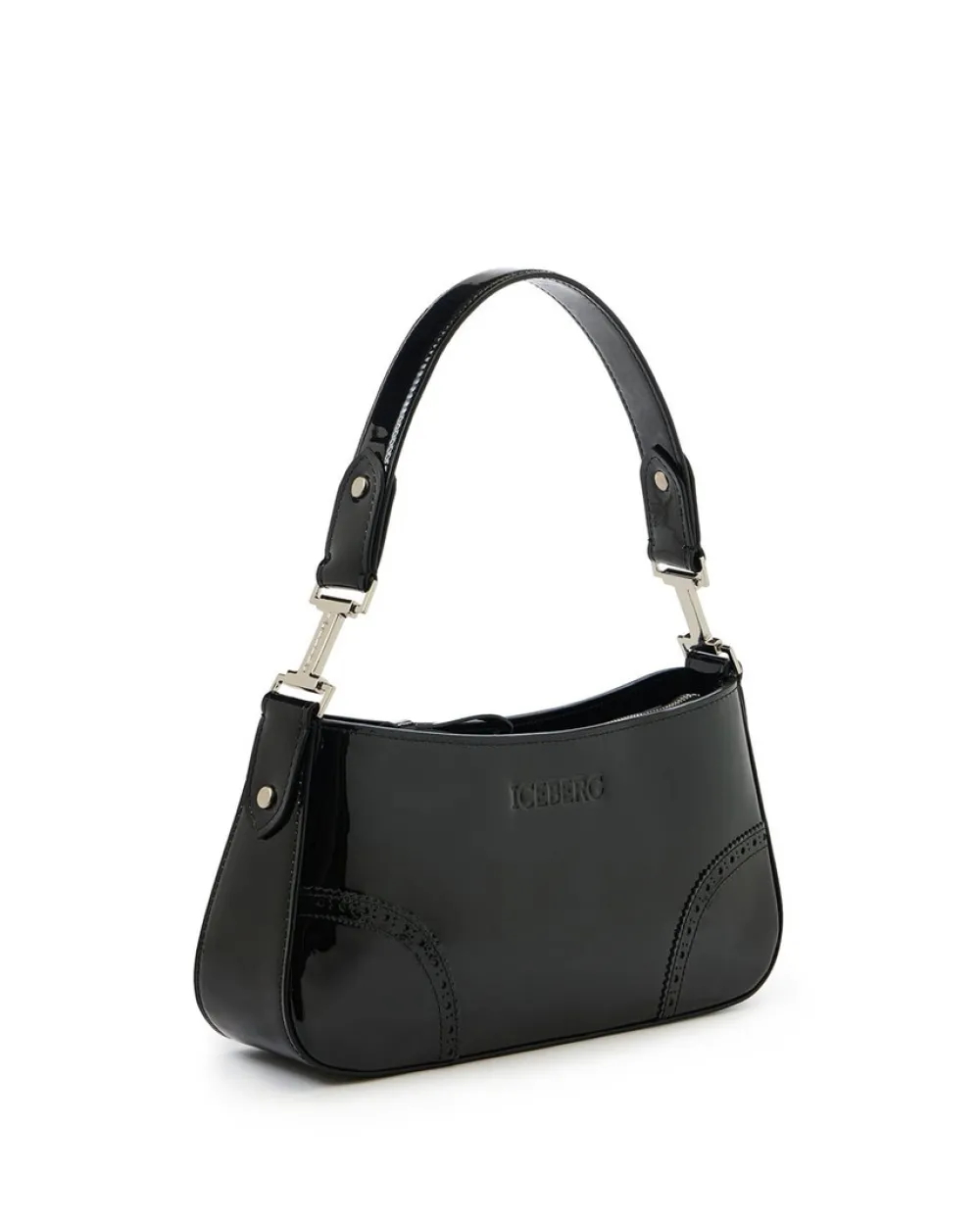 Women Iceberg Patinated Black Leather Crossbody Bag