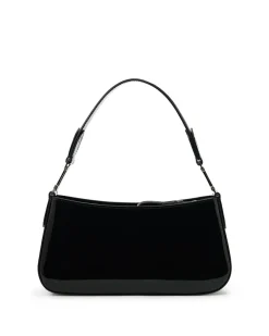 Women Iceberg Patinated Black Leather Crossbody Bag
