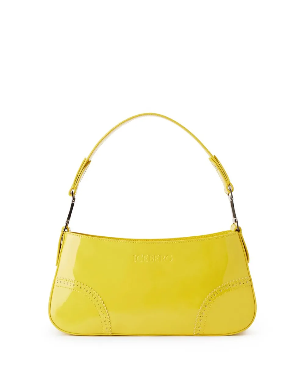 Women Iceberg Patinated Yellow Leather Crossbody Bag