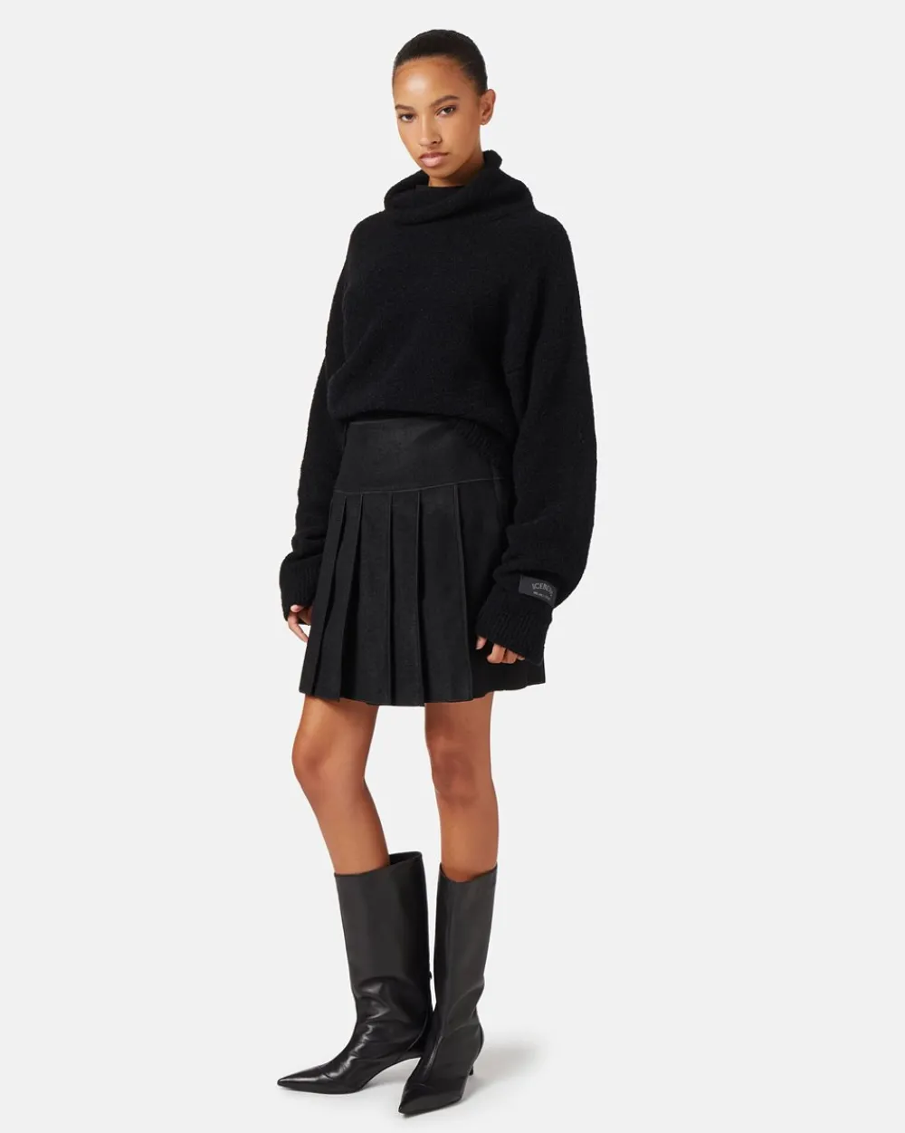 Women Iceberg Pleated Skirt In Technical Cloth