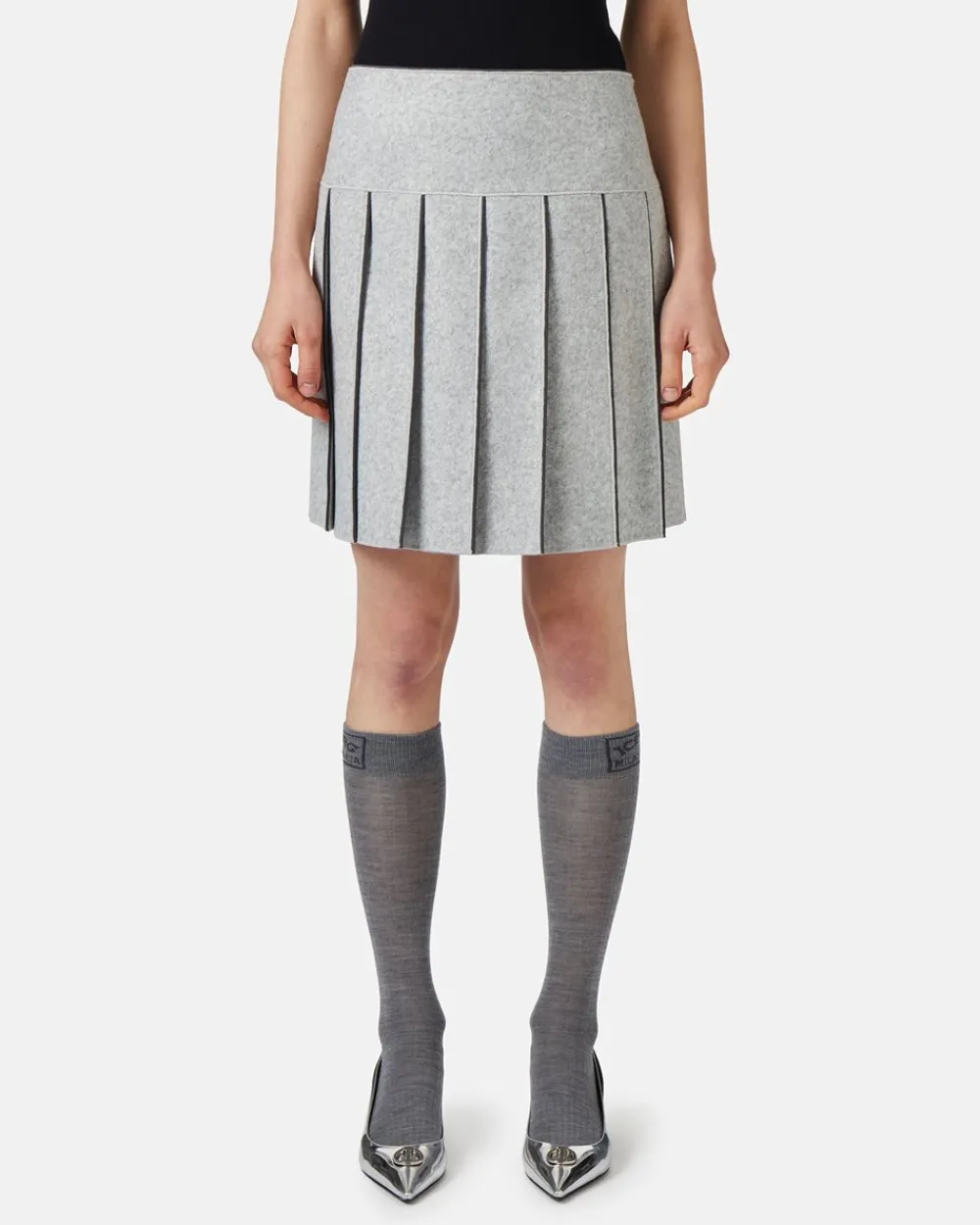 Women Iceberg Pleated Skirt In Technical Melange Cloth