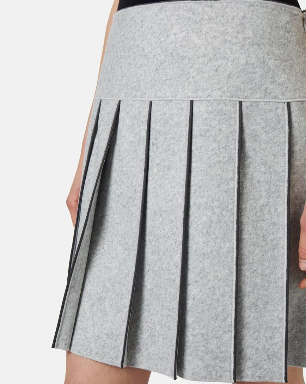 Women Iceberg Pleated Skirt In Technical Melange Cloth