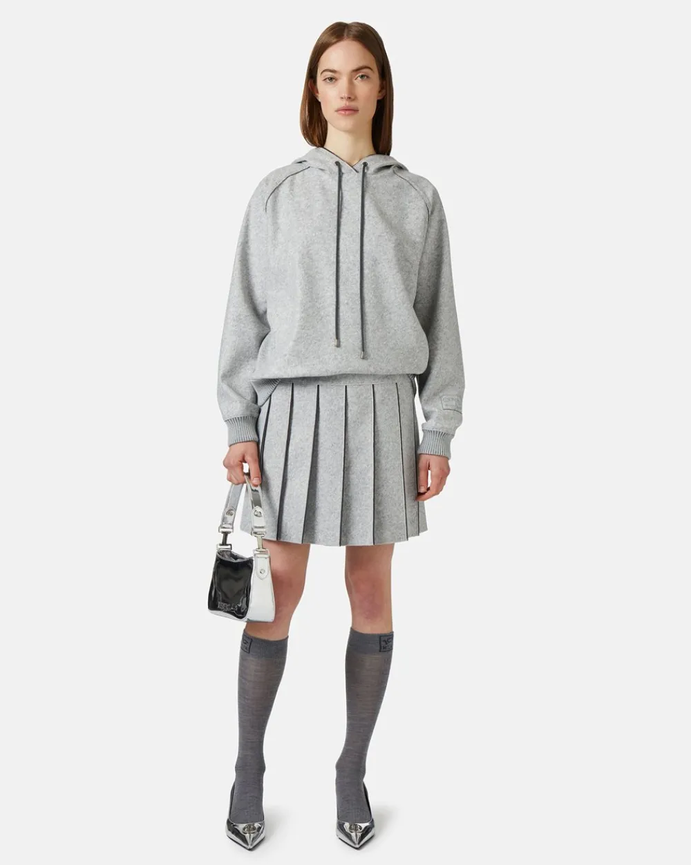 Women Iceberg Pleated Skirt In Technical Melange Cloth