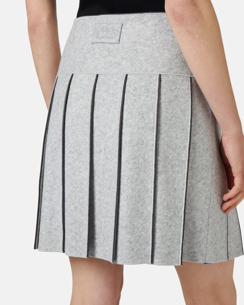 Women Iceberg Pleated Skirt In Technical Melange Cloth