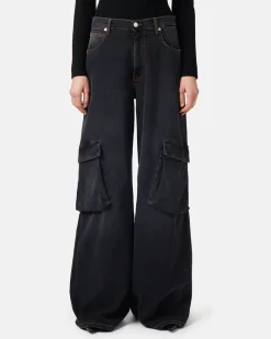 Women Iceberg 5 Pocket Trousers In Black Denim