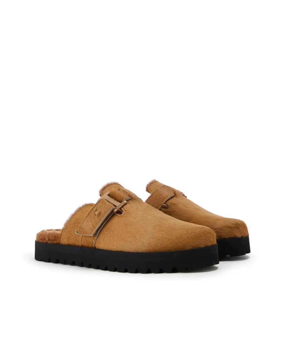 Women Iceberg Pony Leather Mule With Monogram Buckle