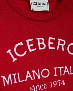 Kids/BOY Iceberg Red Crew Neck Sweater With Logo