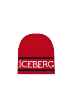 Kids/BOY Iceberg Red Wool Beanie Hat With Logo
