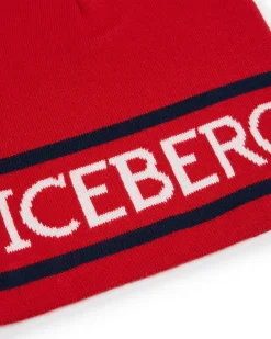 Kids/BOY Iceberg Red Wool Beanie Hat With Logo