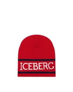 Kids/BOY Iceberg Red Wool Beanie Hat With Logo
