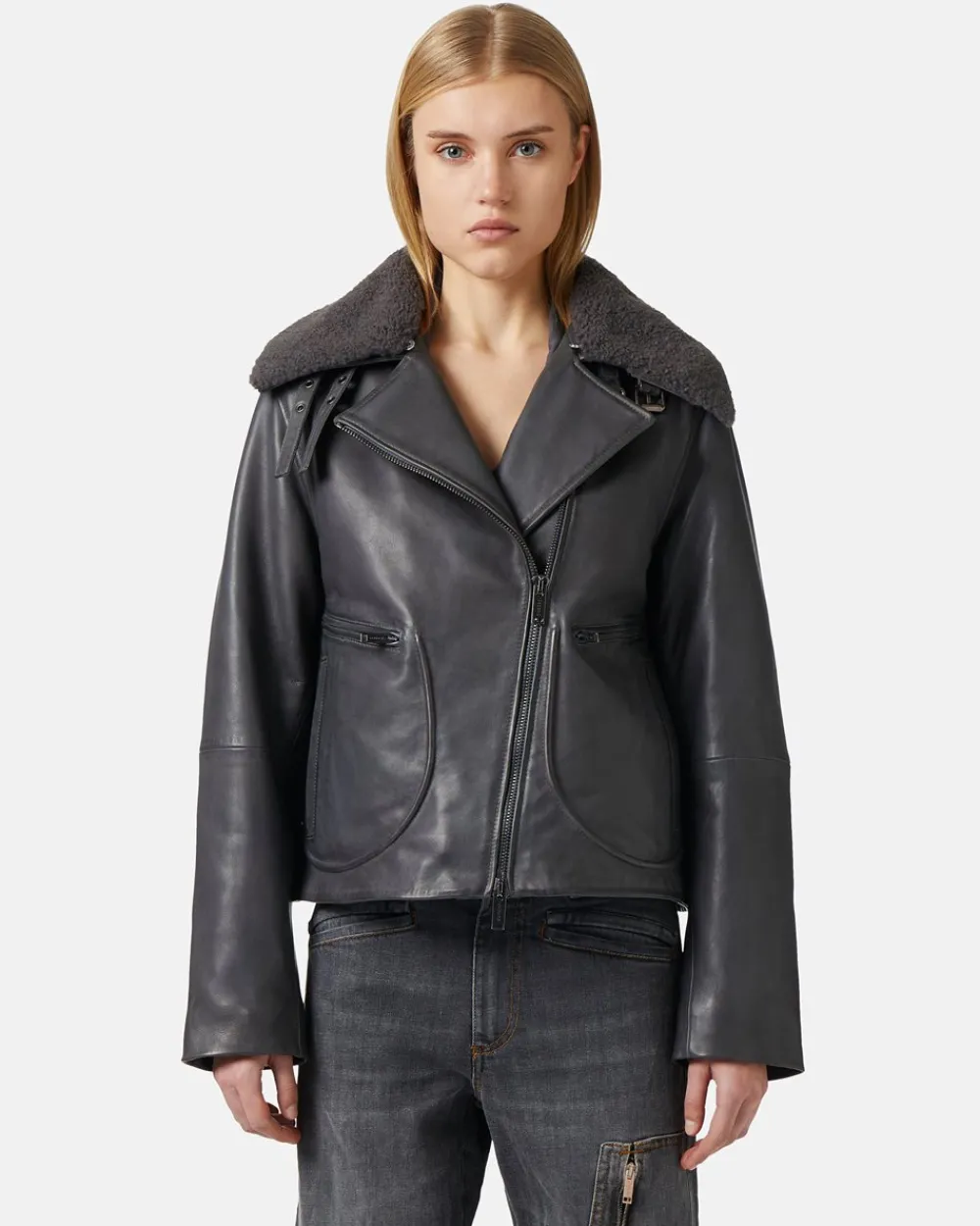 Women Iceberg Regular Fit Leather Jacket