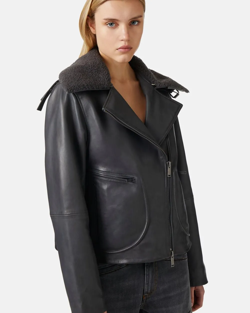 Women Iceberg Regular Fit Leather Jacket