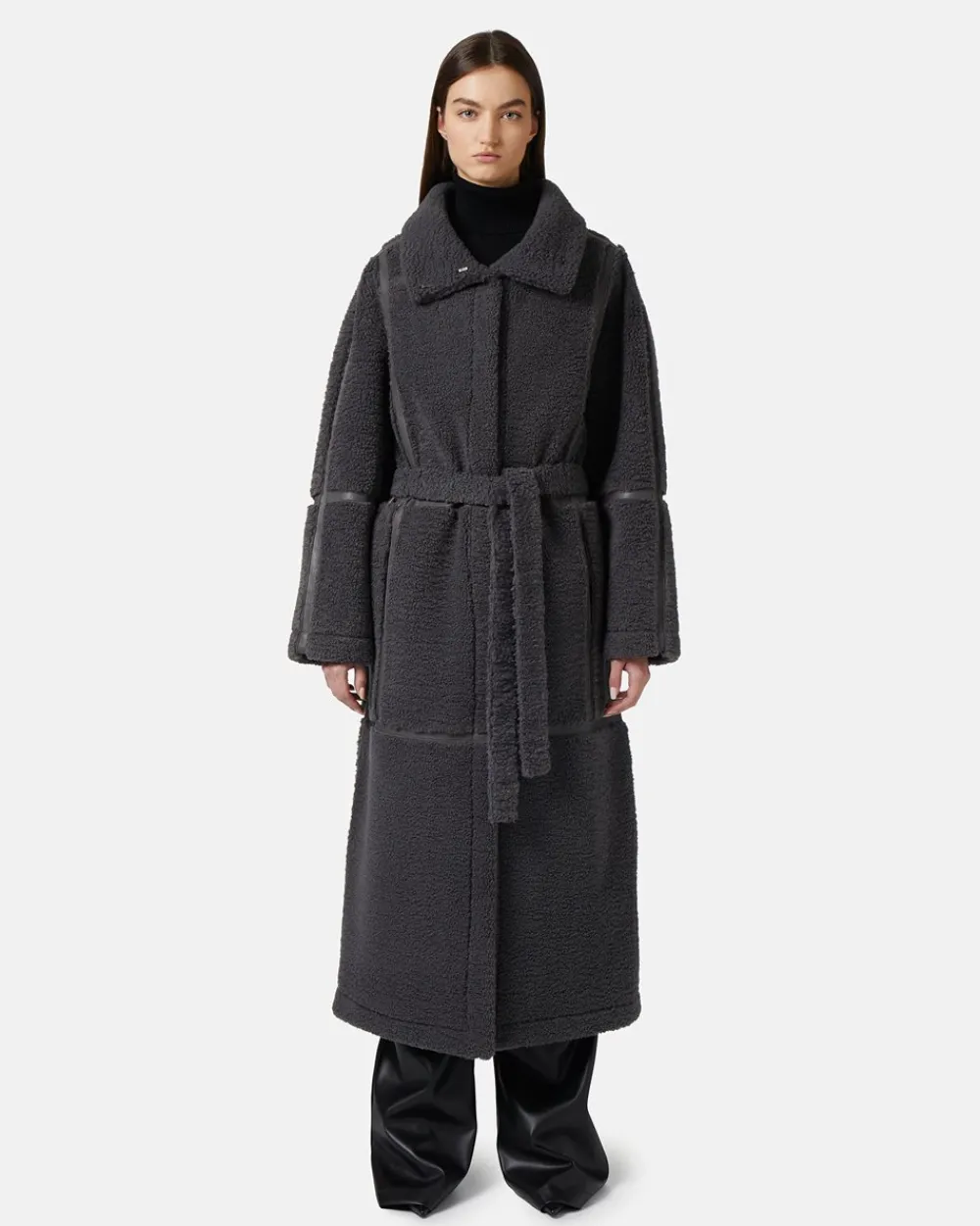 Women Iceberg Reversible Coat With Faux Leather Inserts