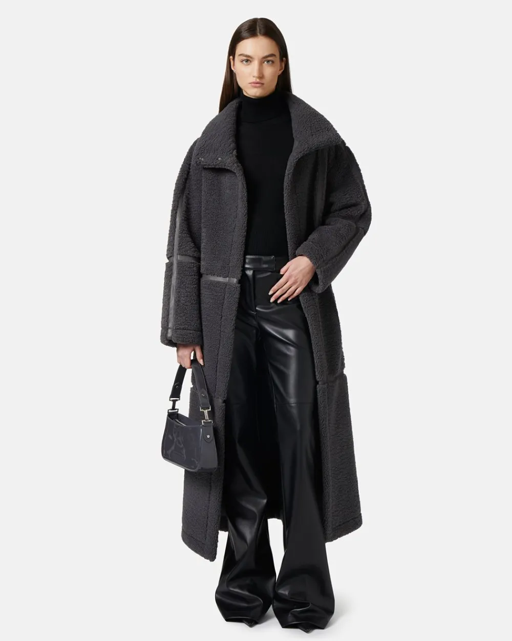 Women Iceberg Reversible Coat With Faux Leather Inserts