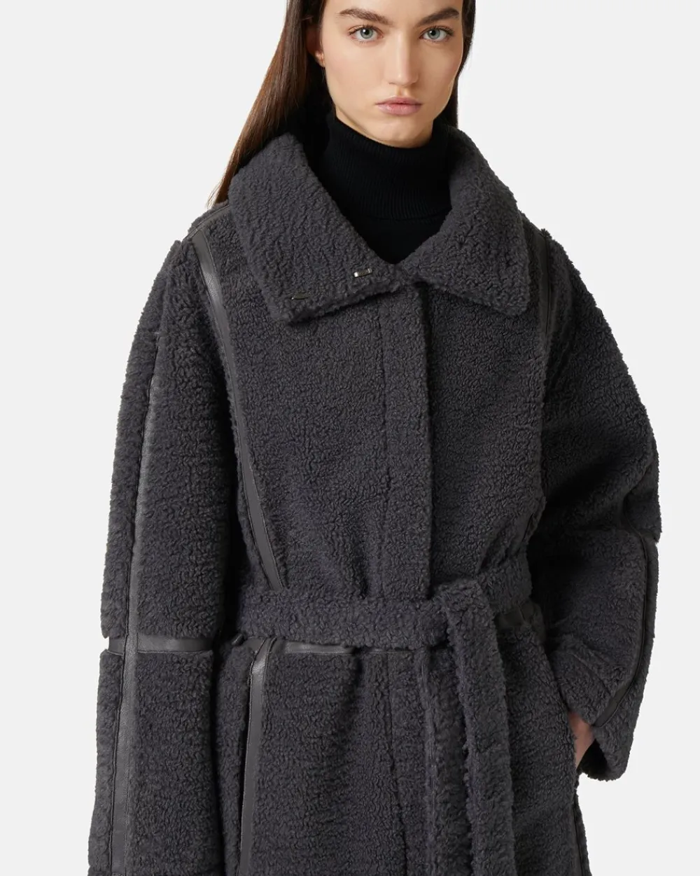 Women Iceberg Reversible Coat With Faux Leather Inserts
