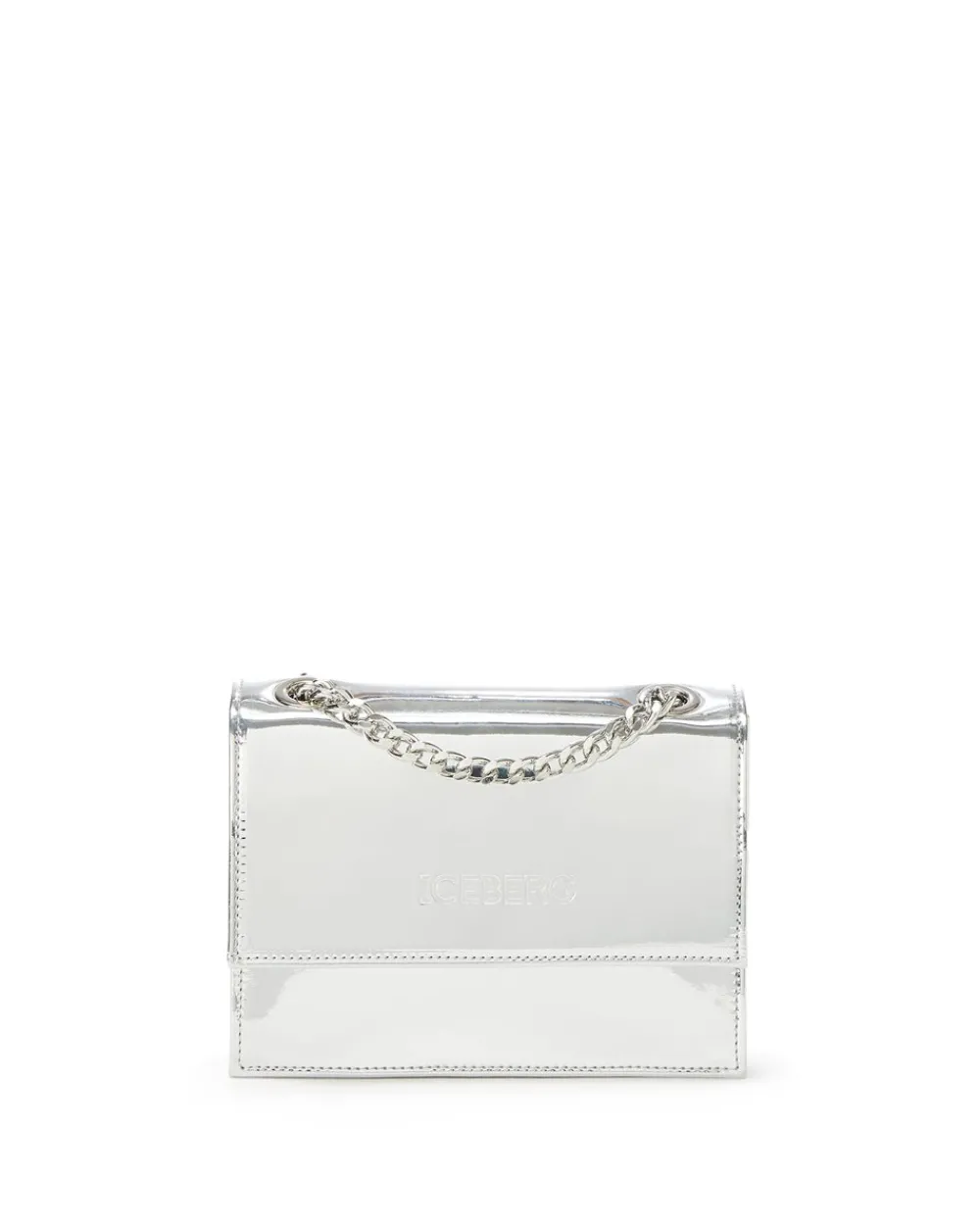 Women Iceberg Shoulder Bag In Mirror-effect Leather With Chain