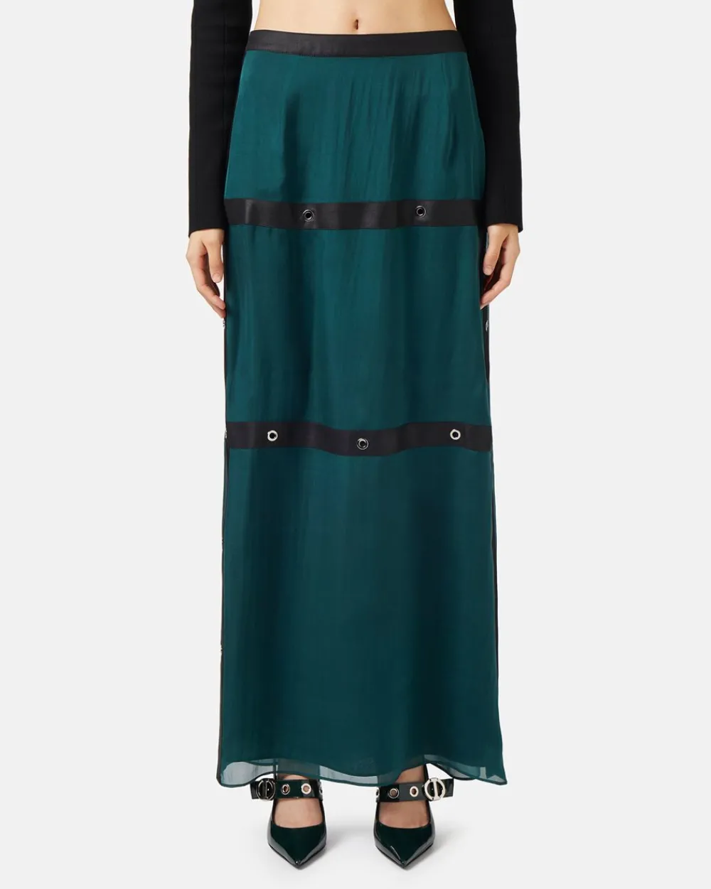 Women Iceberg Silk Chiffon Skirt With Cool Wool Details