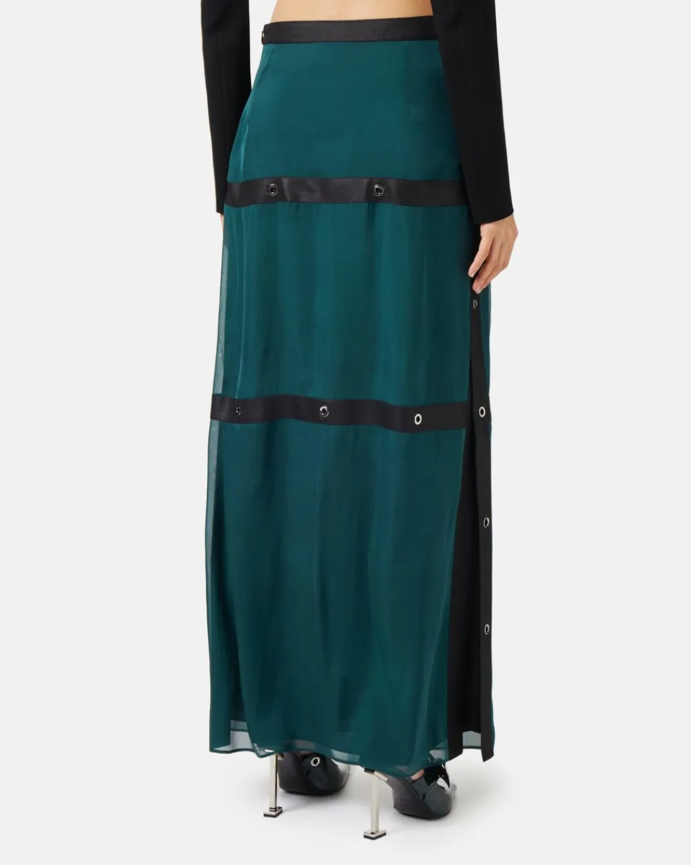 Women Iceberg Silk Chiffon Skirt With Cool Wool Details