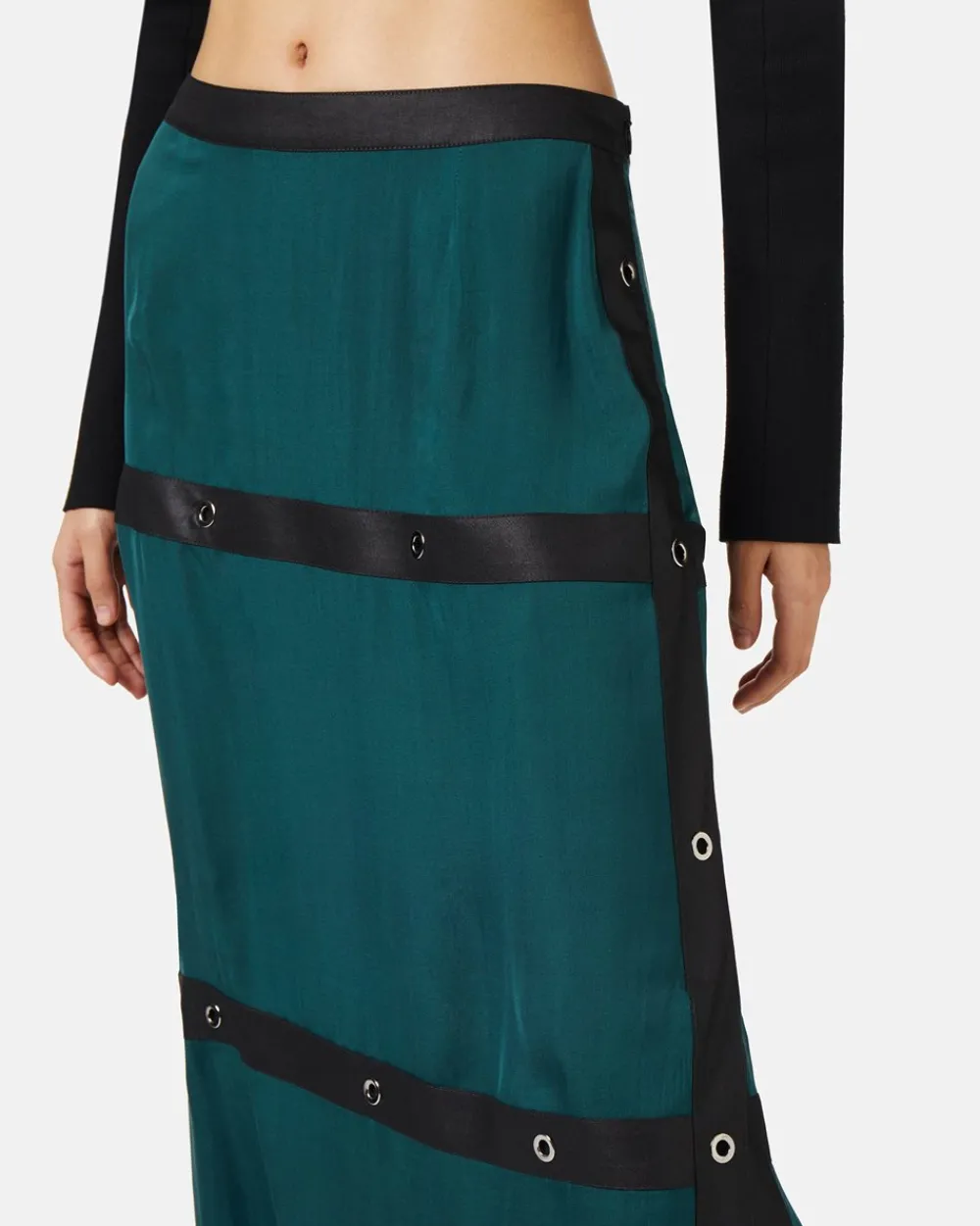 Women Iceberg Silk Chiffon Skirt With Cool Wool Details