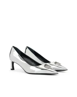 Women Iceberg Silver Pumps With Kitten Heel