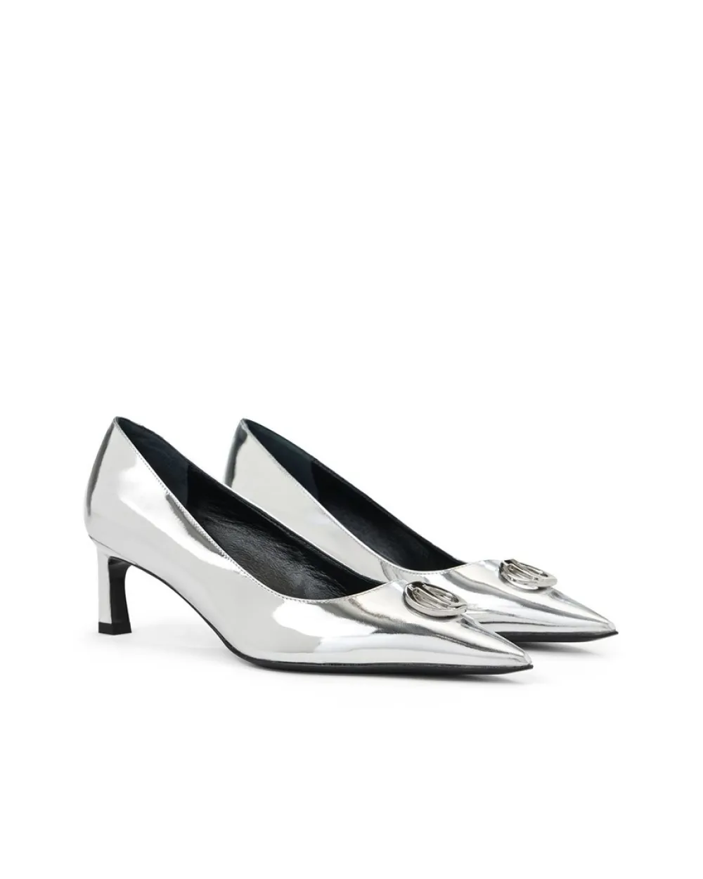 Women Iceberg Silver Pumps With Kitten Heel