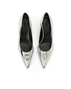 Women Iceberg Silver Pumps With Kitten Heel